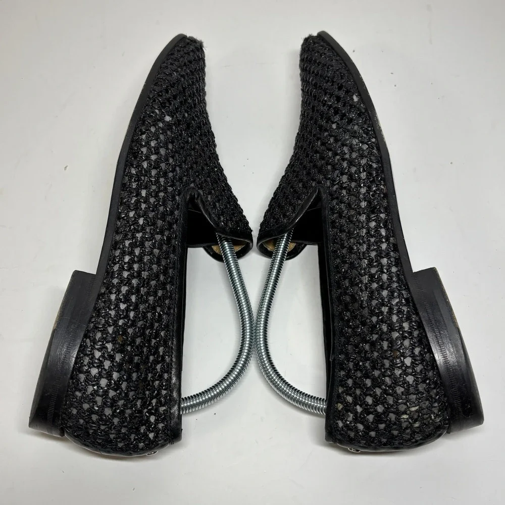 Cesare Paciotti Woven Loafers Mens 8 Black Italian Leather Slip On Shoes‎ Luxury